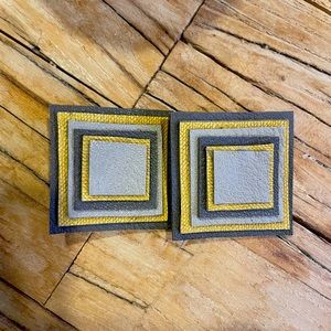 Funky oversized leather earrings